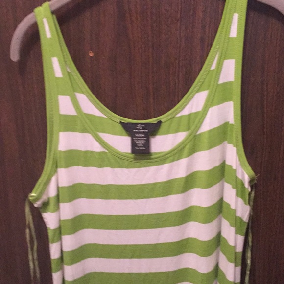 Larry Levine Dresses & Skirts - LARRY LEVINE LIME GREEN STRIPE MAXI DRESS/W SPLITS